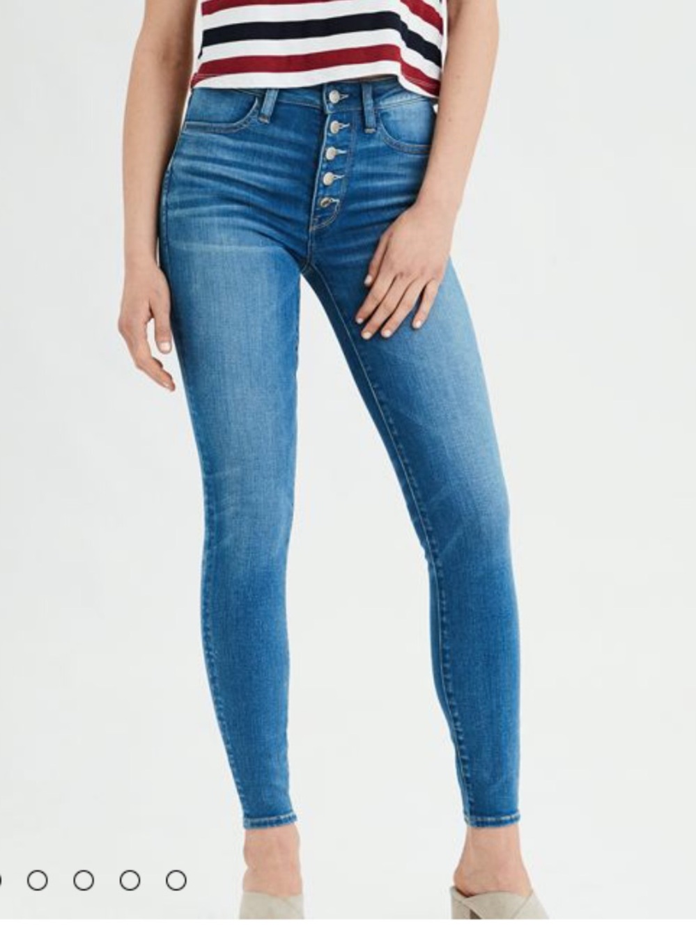 American Eagle Outfitters High-Rise Button-Fly Skinny Jeans in 2 Short
